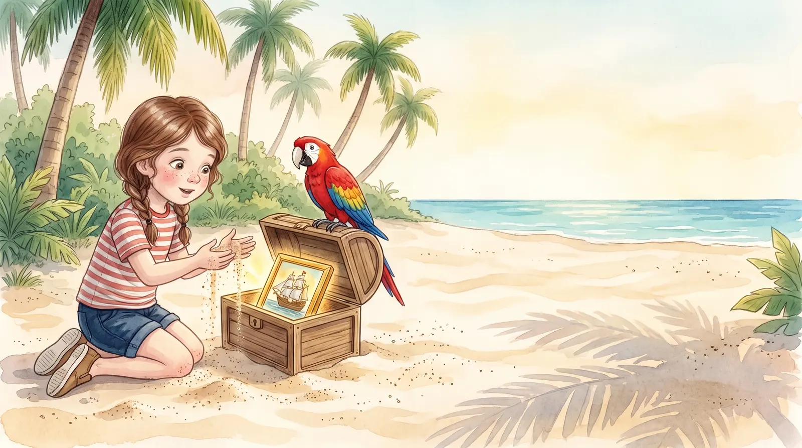Illustration zu „Piraten & die Schatzinsel“, Doppelseite 8