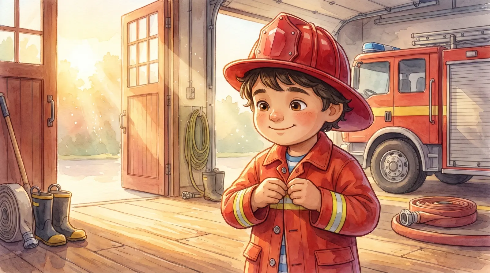 Illustration zu „Kleine Feuerwehr-Helden“, Doppelseite 1