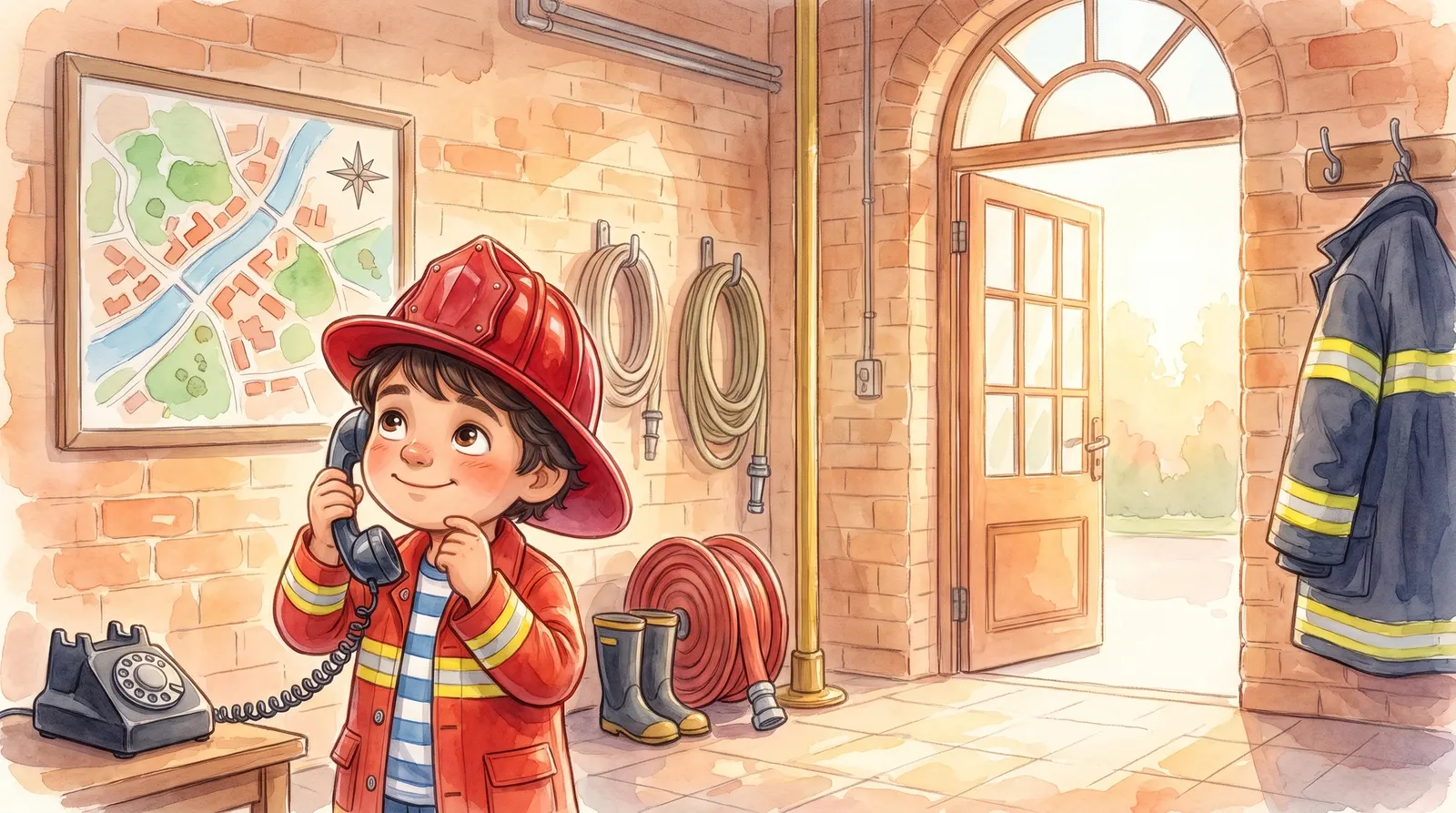 Illustration zu „Kleine Feuerwehr-Helden“, Doppelseite 3
