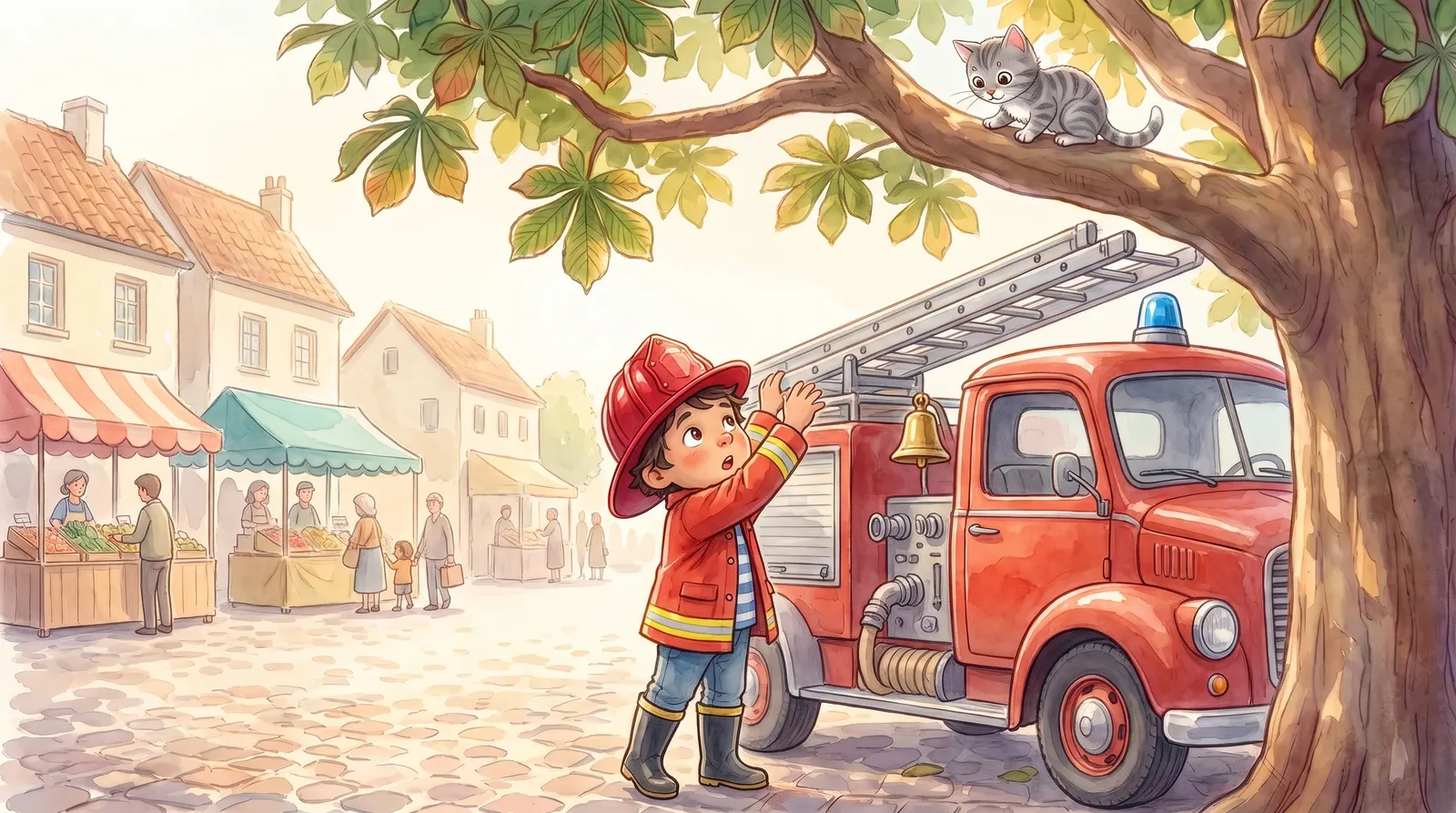Illustration zu „Kleine Feuerwehr-Helden“, Doppelseite 6