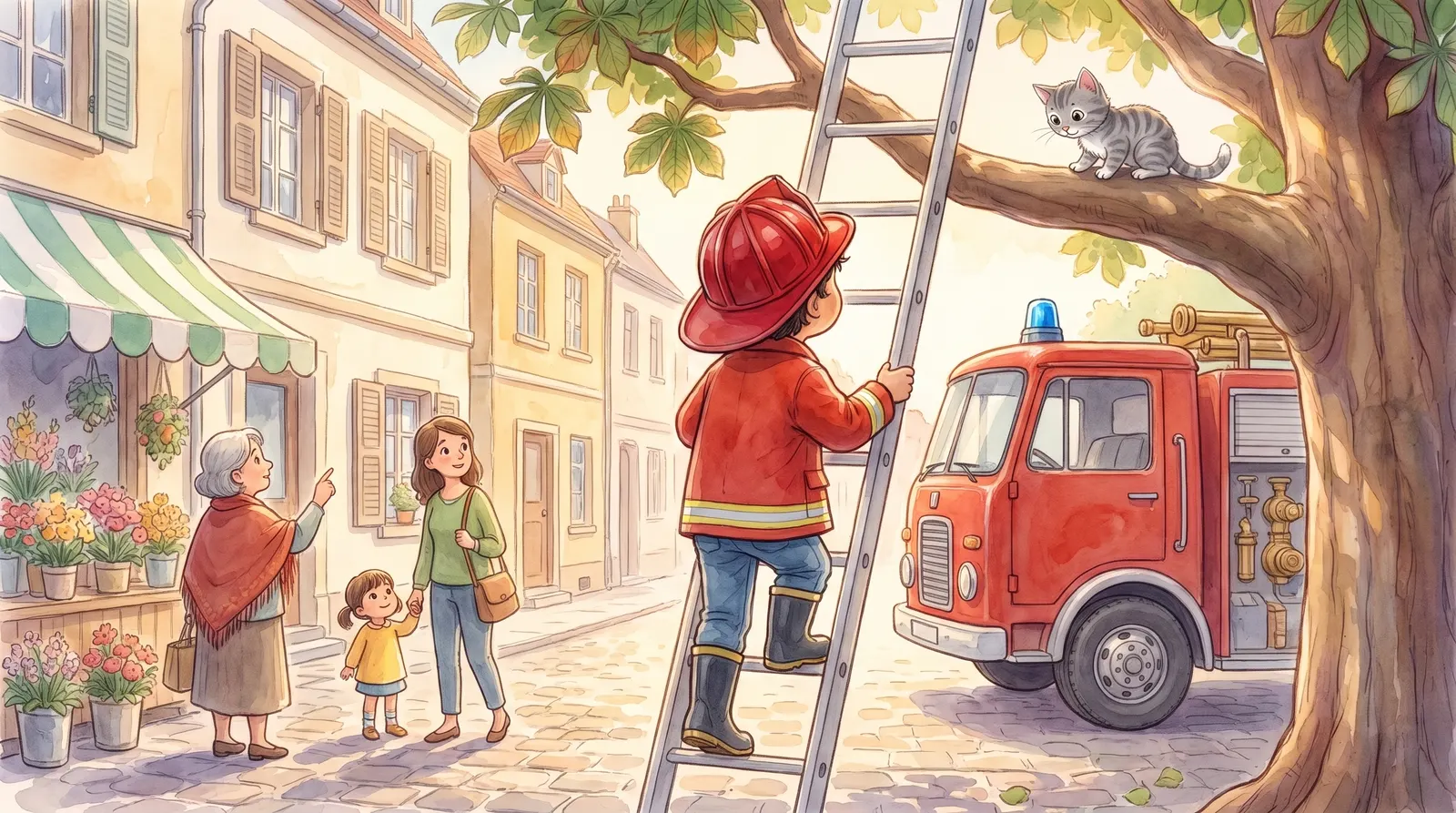 Illustration zu „Kleine Feuerwehr-Helden“, Doppelseite 7