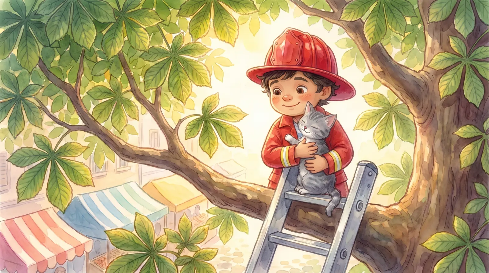 Illustration zu „Kleine Feuerwehr-Helden“, Doppelseite 8