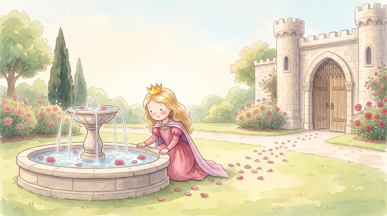 Illustration zu „Die mutige Prinzessin auf Schloss Sonnenstein“, Doppelseite 4