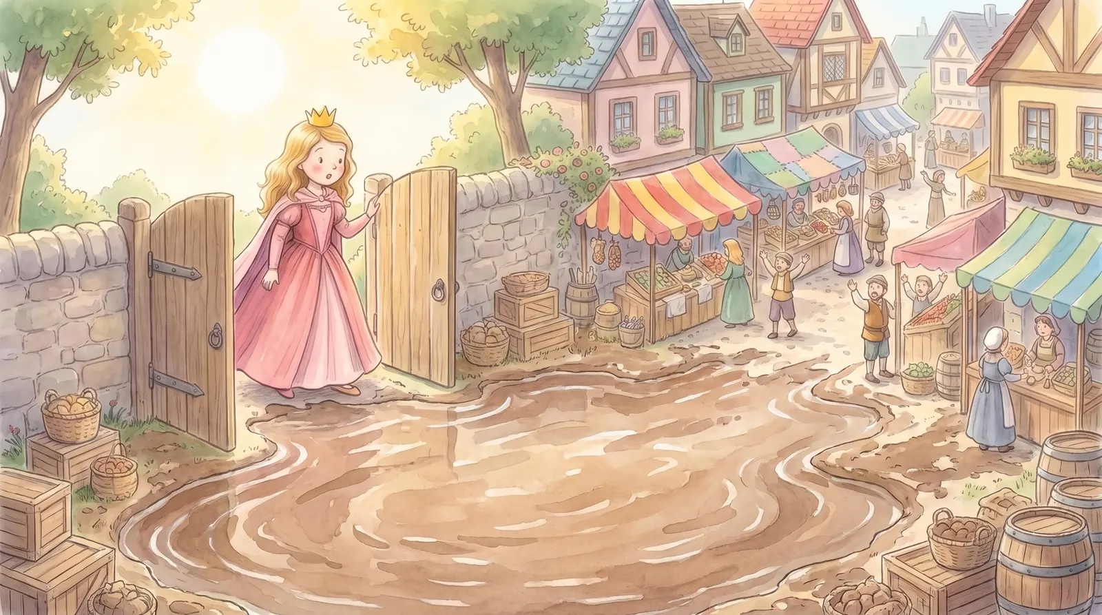 Illustration zu „Die mutige Prinzessin auf Schloss Sonnenstein“, Doppelseite 5