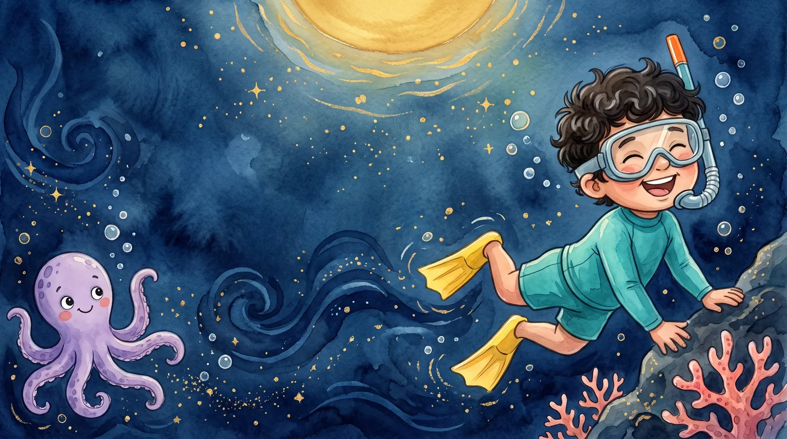 Illustration zu „Tief unter den Wellen“, Doppelseite 9