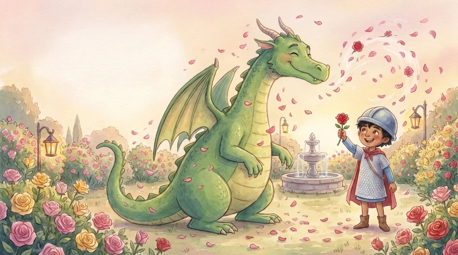 Illustration zu „Ritter & der freundliche Drache“, Doppelseite 9