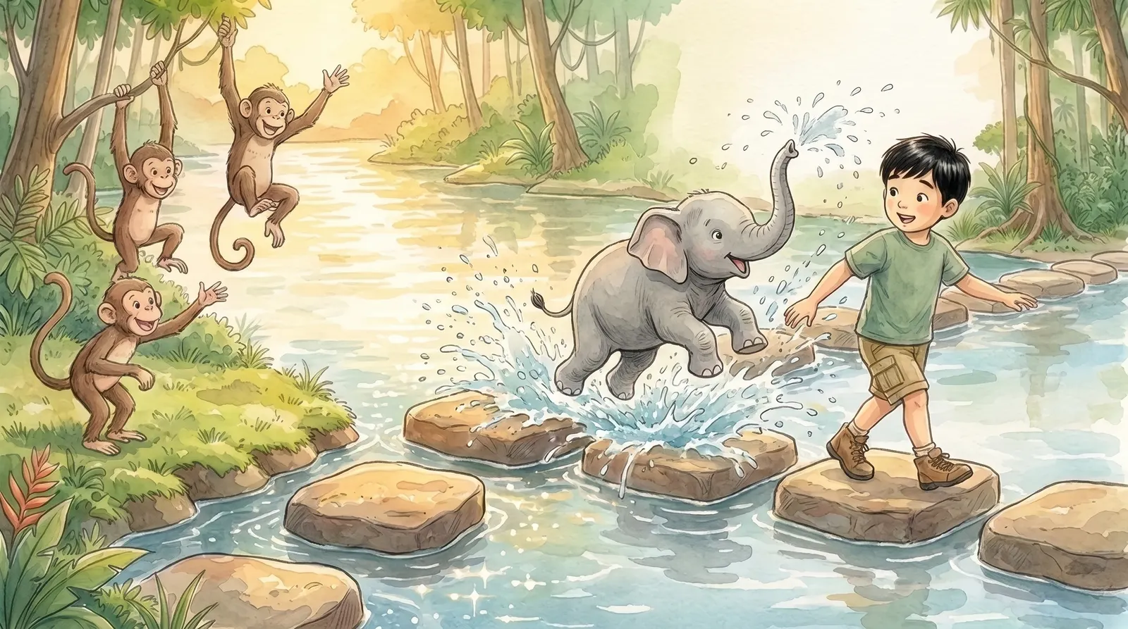 Illustration zu „Große Dschungel-Safari“, Doppelseite 7