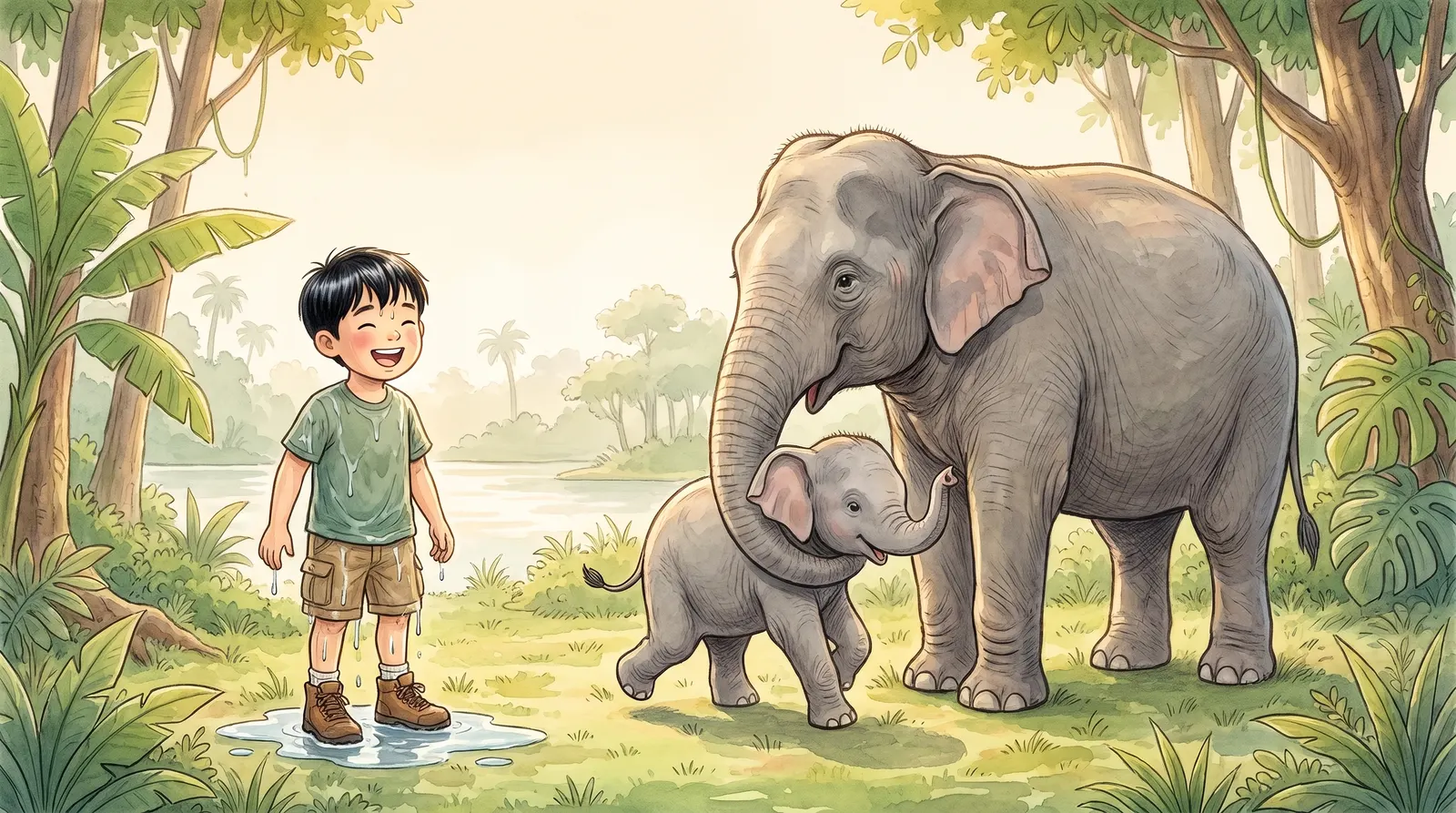 Illustration zu „Große Dschungel-Safari“, Doppelseite 8