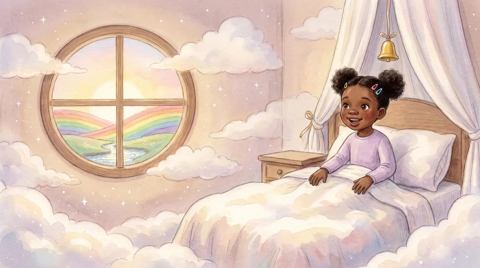 Illustration zu „Einhorn & das Regenbogental“, Doppelseite 1