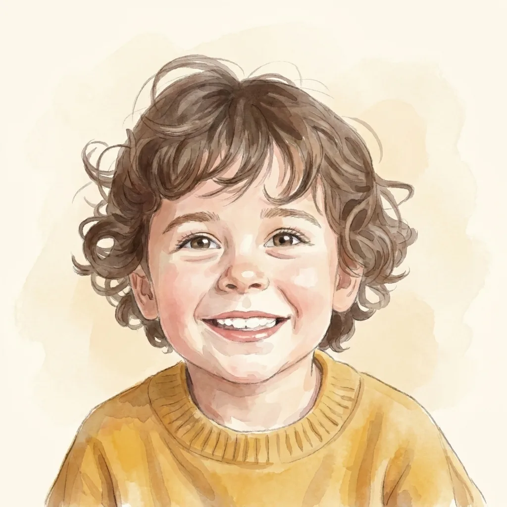 Ein Kinderfoto wird zur weichen Aquarell-Illustration im Buch
